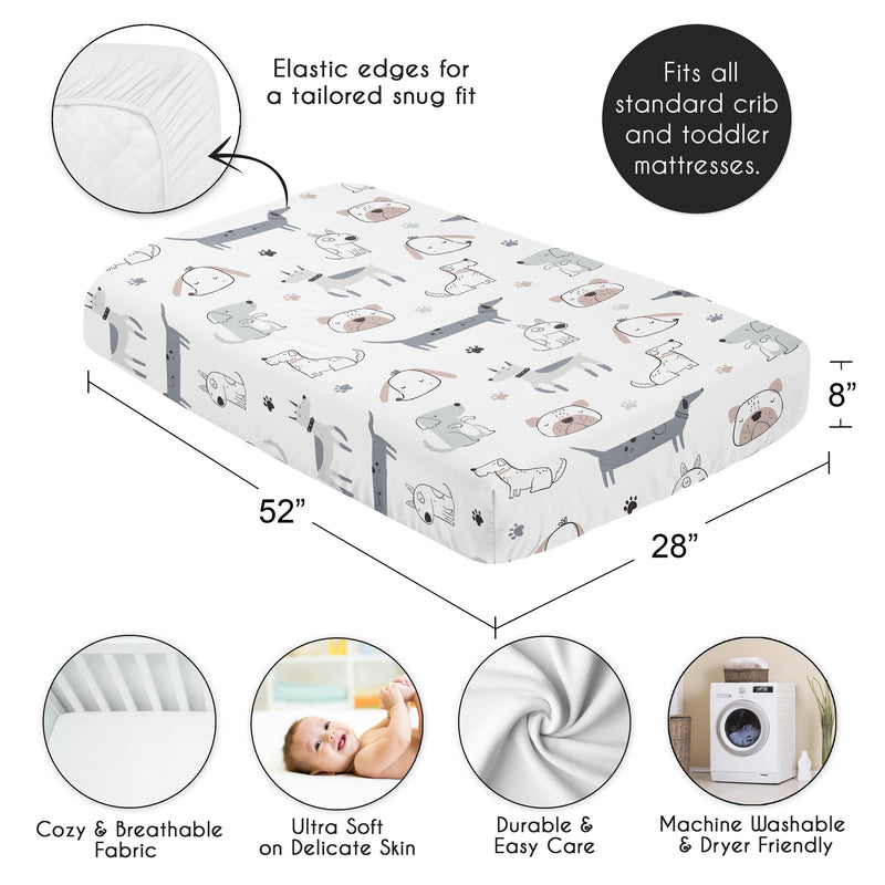 Cartoon Puppy Collection Crib Sheet