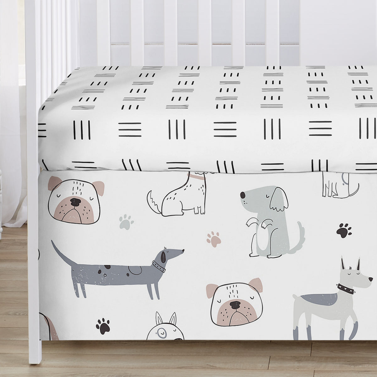 Cartoon Puppy Collection 4 Piece Crib Bedding