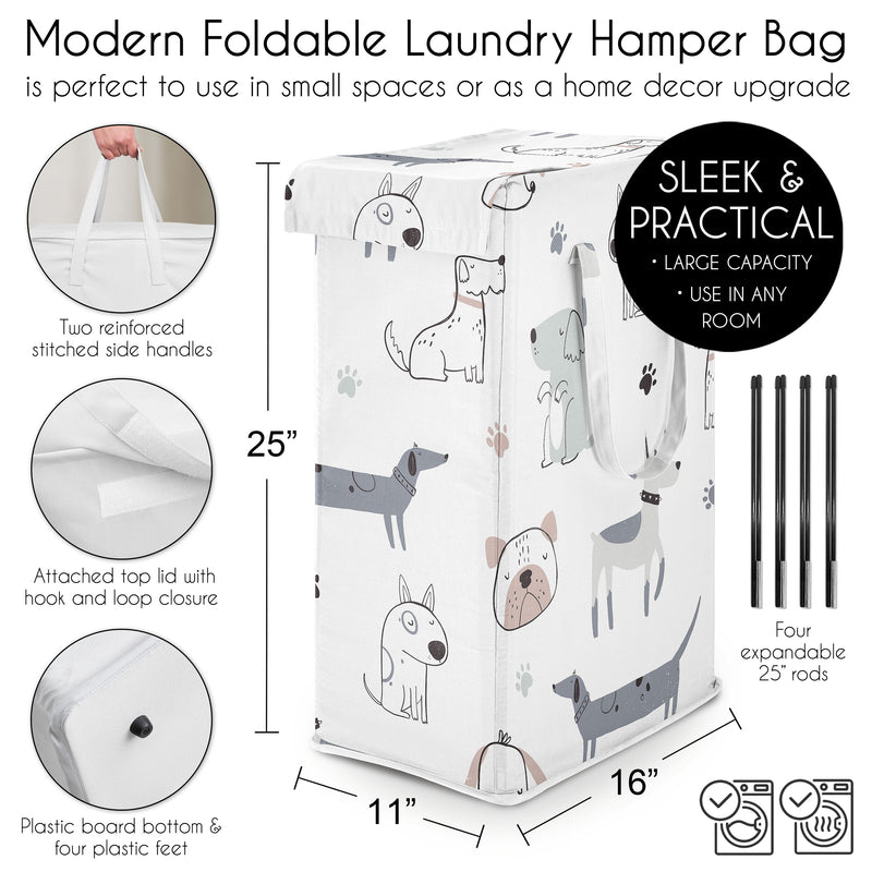 Cartoon Puppy Collection Laundry Hamper with Handles