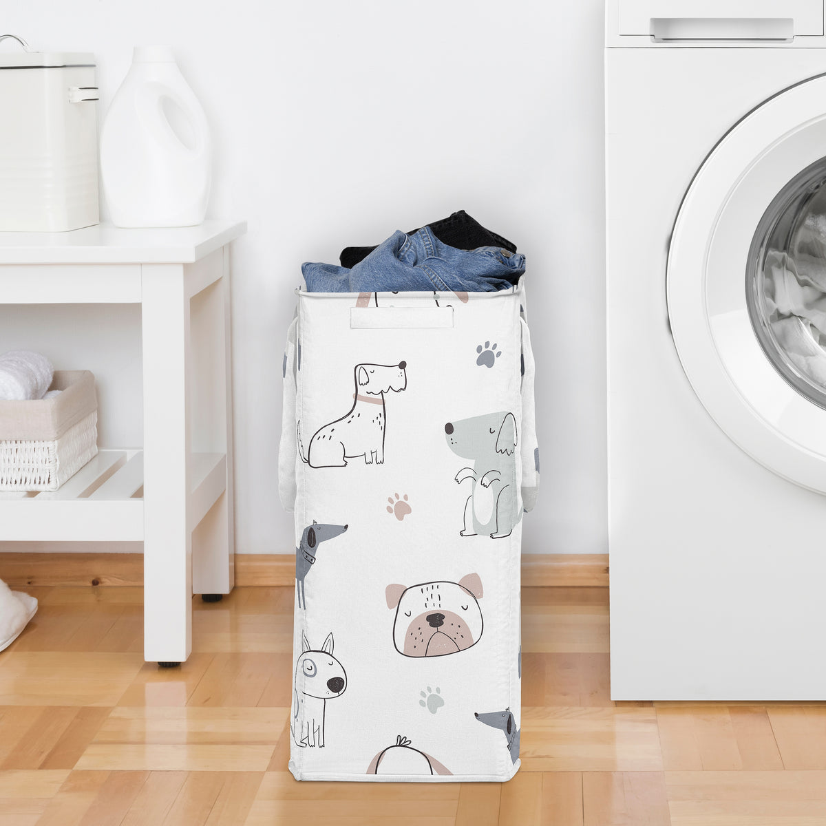 Cartoon Puppy Collection Laundry Hamper with Handles