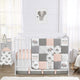 Elephant Grey And Blush Pink Collection 4 Piece Bumperless Crib Bedding