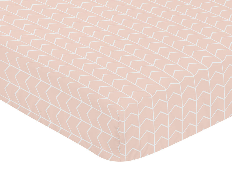 Elephant Grey And Blush Pink Collection 4 Piece Bumperless Crib Bedding