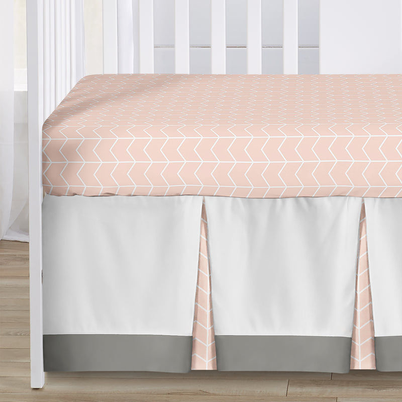 Elephant Grey And Blush Pink Collection 4 Piece Bumperless Crib Bedding
