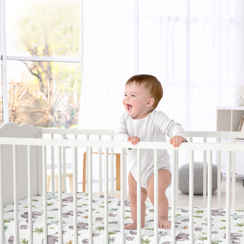 Watercolor Elephants Collection Crib Sheet