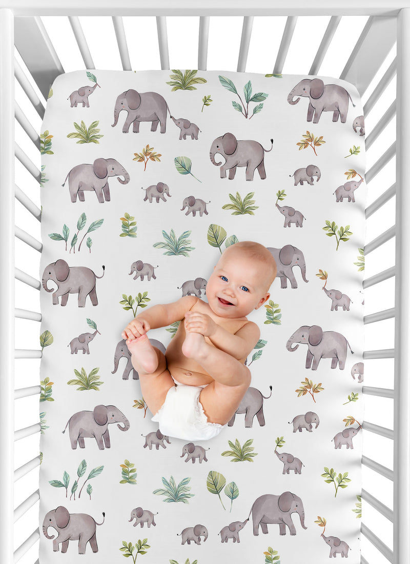 Watercolor Elephants Collection Crib Sheet