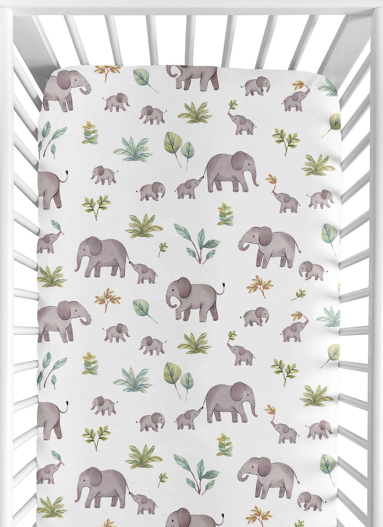 Watercolor Elephants Collection Crib Sheet