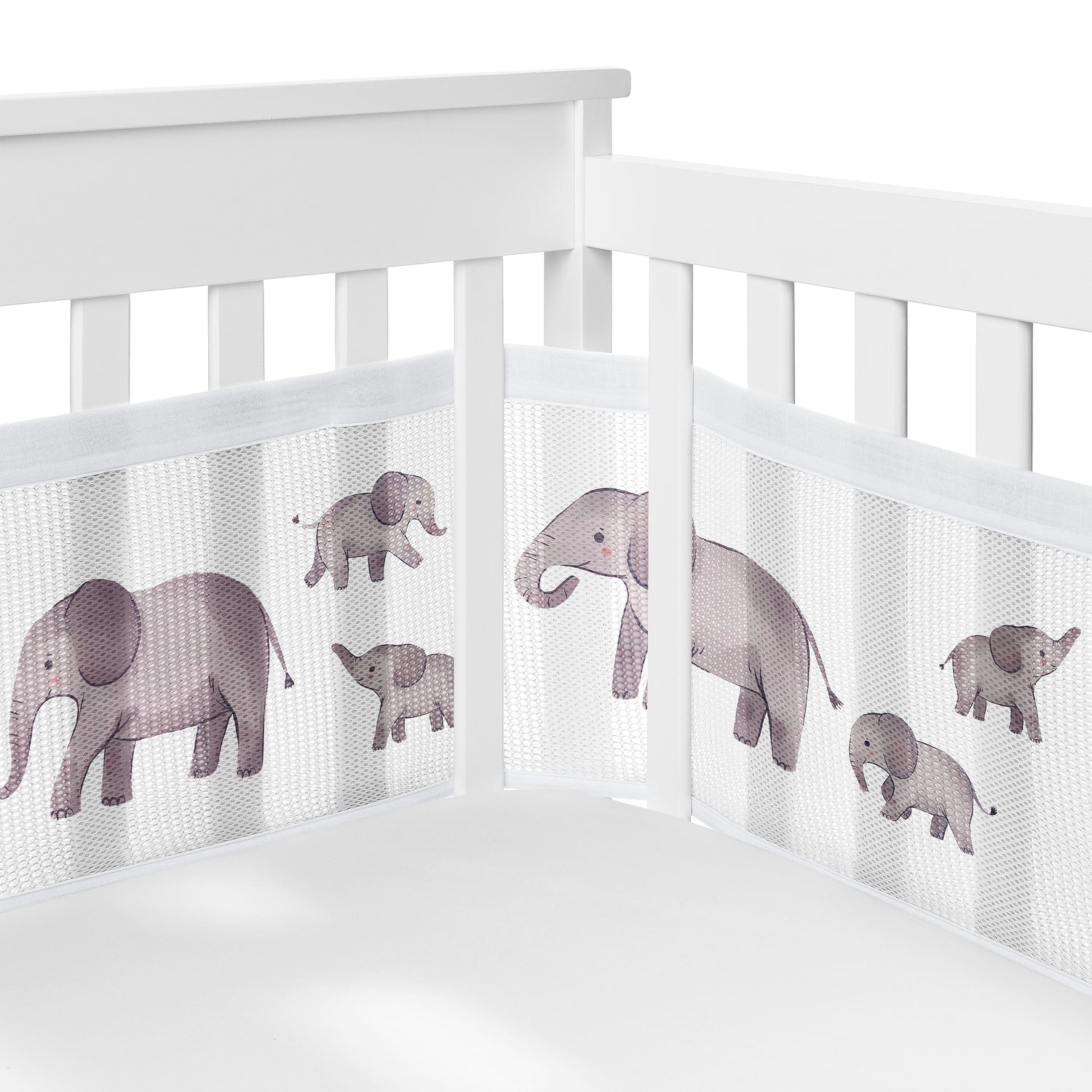 Watercolor Elephants Collection Sweet Jojo Designs + BreathableBaby Breathable Mesh Crib Liner