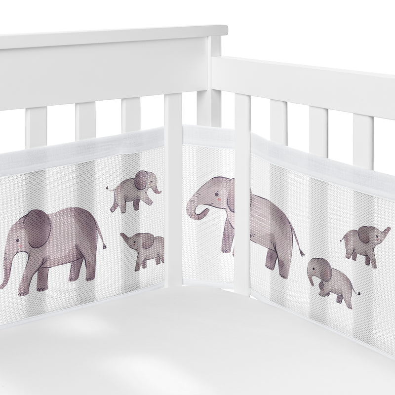 Watercolor Elephants Collection Sweet Jojo Designs 6 Piece Crib Bedding + BreathableBaby Breathable Mesh Liner