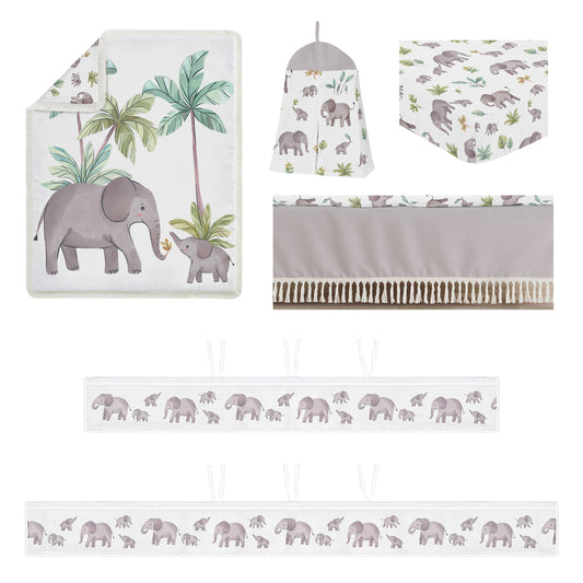 Watercolor Elephants Collection Sweet Jojo Designs 6 Piece Crib Bedding + BreathableBaby Breathable Mesh Liner