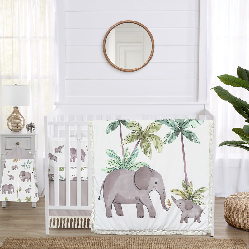 Watercolor Elephants Collection Sweet Jojo Designs 6 Piece Crib Bedding + BreathableBaby Breathable Mesh Liner