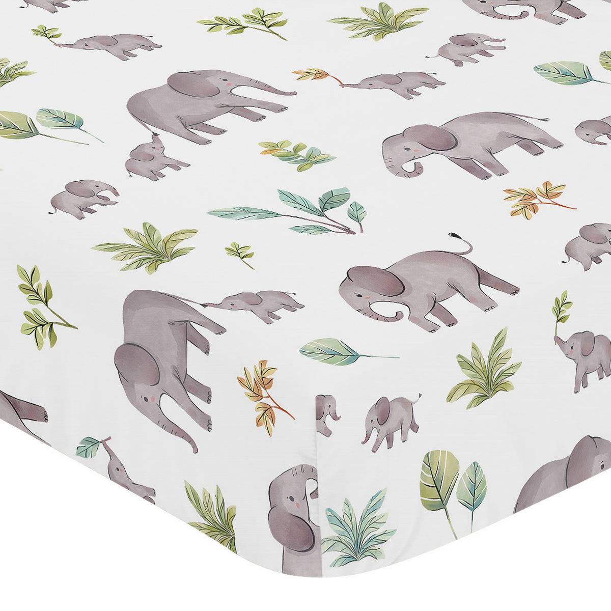 Watercolor Elephants Collection 4 Piece Crib Bedding