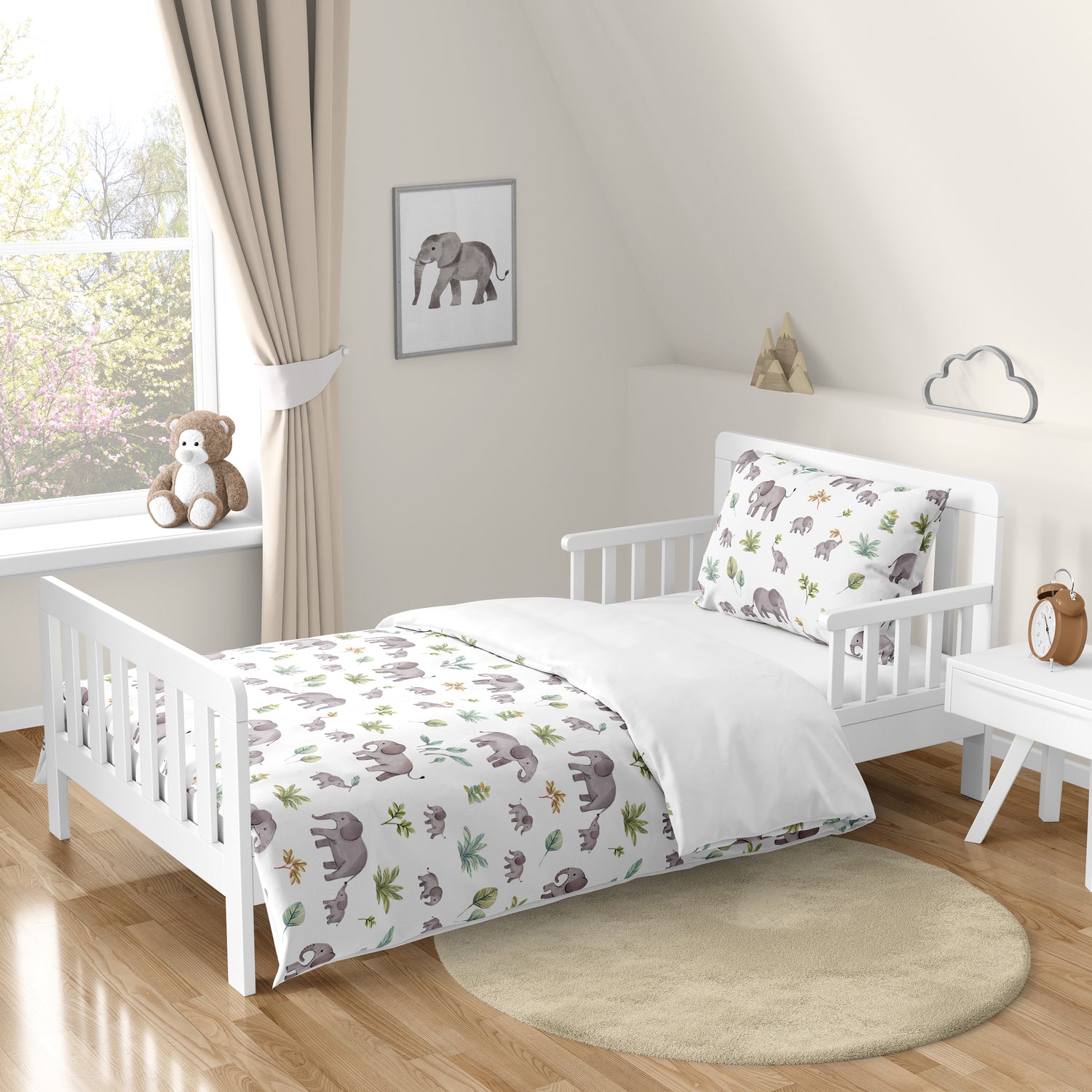 Watercolor Elephants Collection Toddler Bedding