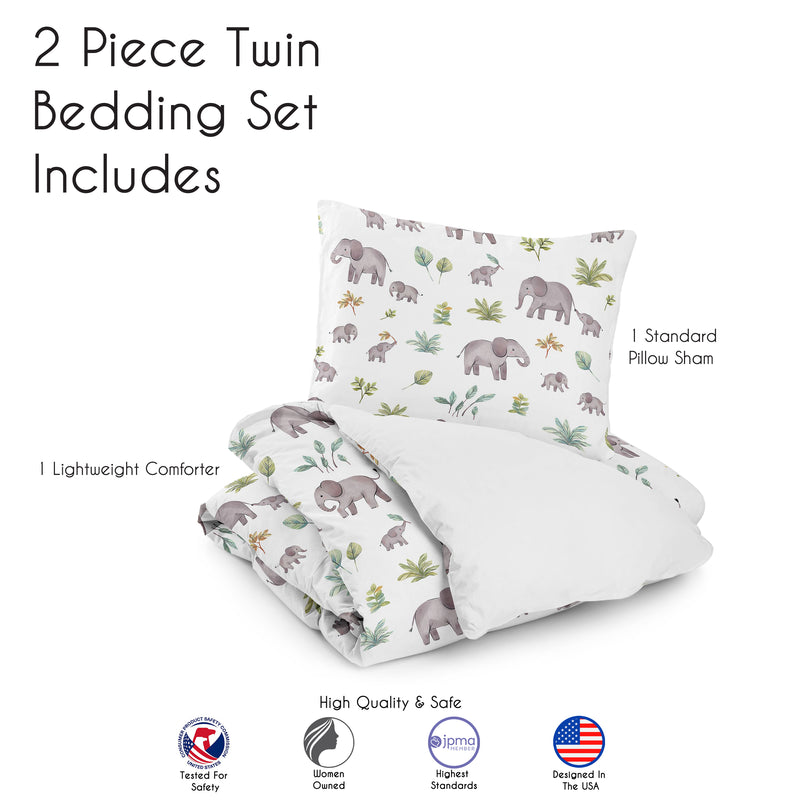 Watercolor Elephants Collection Twin Bedding