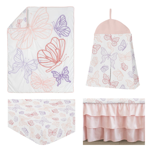 Butterfly Collection 4 Piece Crib Bedding
