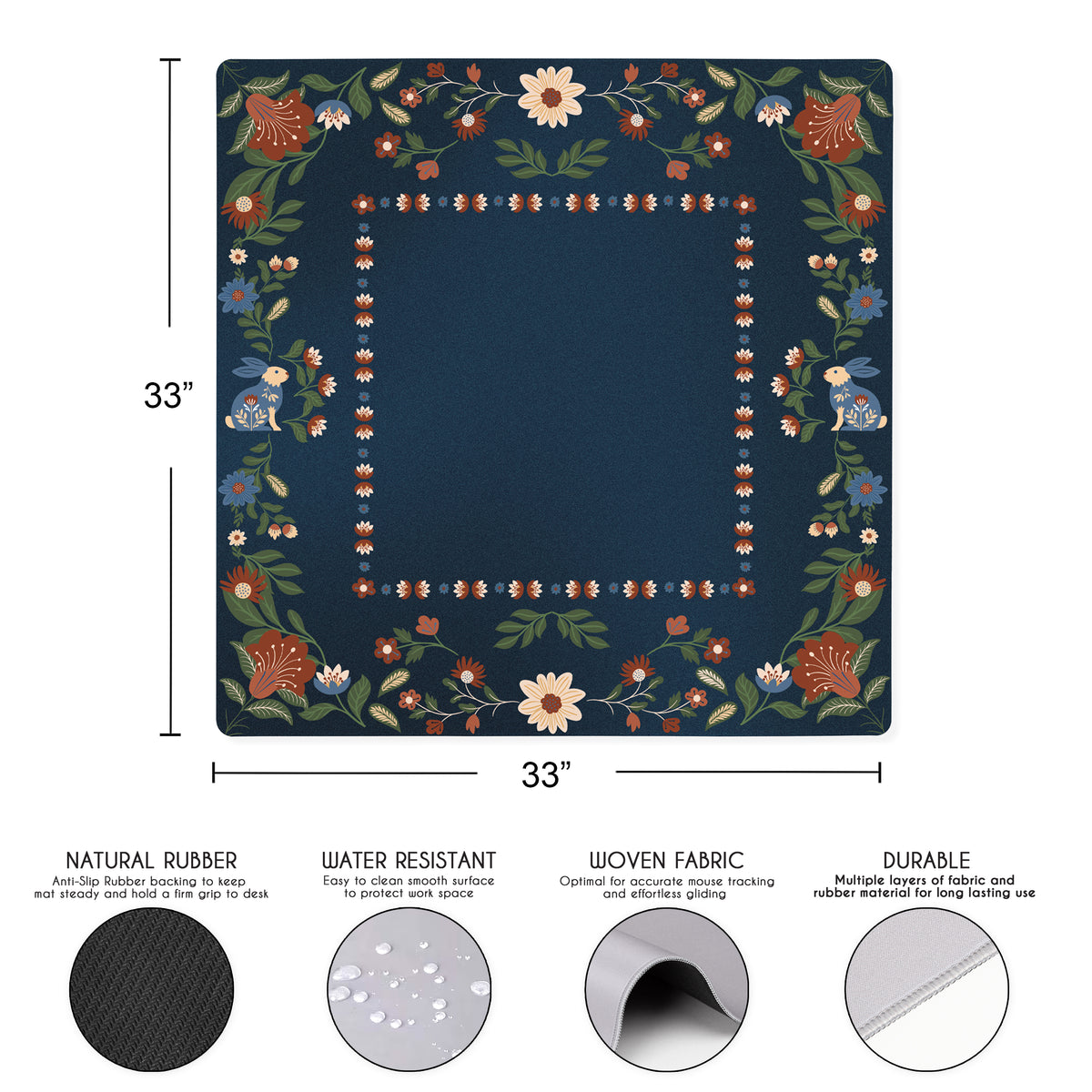 Orange Folk Collection Mahjong Mat for Table - Shipped Rolled