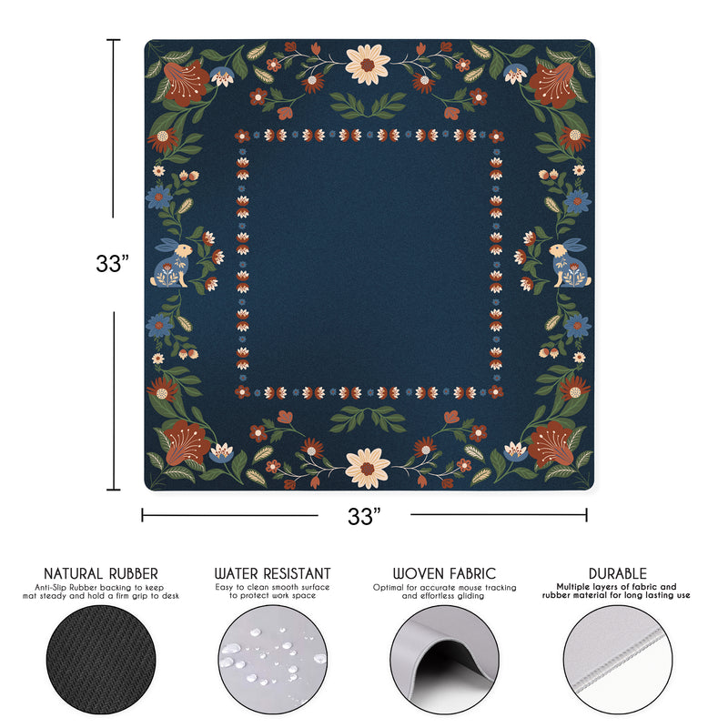Orange Folk Collection Mahjong Mat for Table - Shipped Rolled