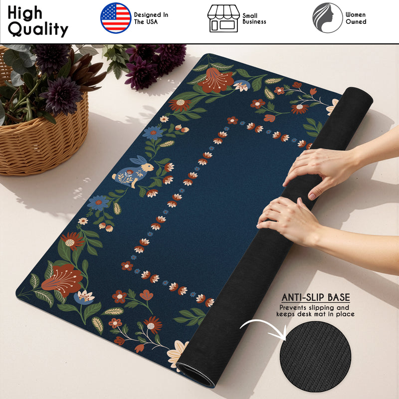 Orange Folk Collection Mahjong Mat for Table - Shipped Rolled