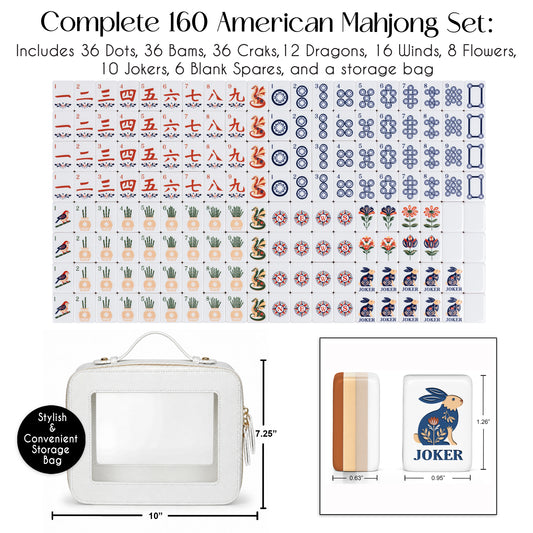 Orange Folk Collection American Mahjong Tile Set (160pc) 1.24in. Layered Acrylic with Travel Bag