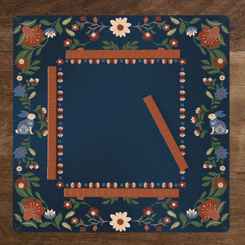 Orange Folk Collection Mahjong Mat for Table - Shipped Rolled