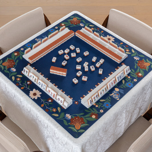 Orange Folk Collection Mahjong Mat for Table - Shipped Rolled