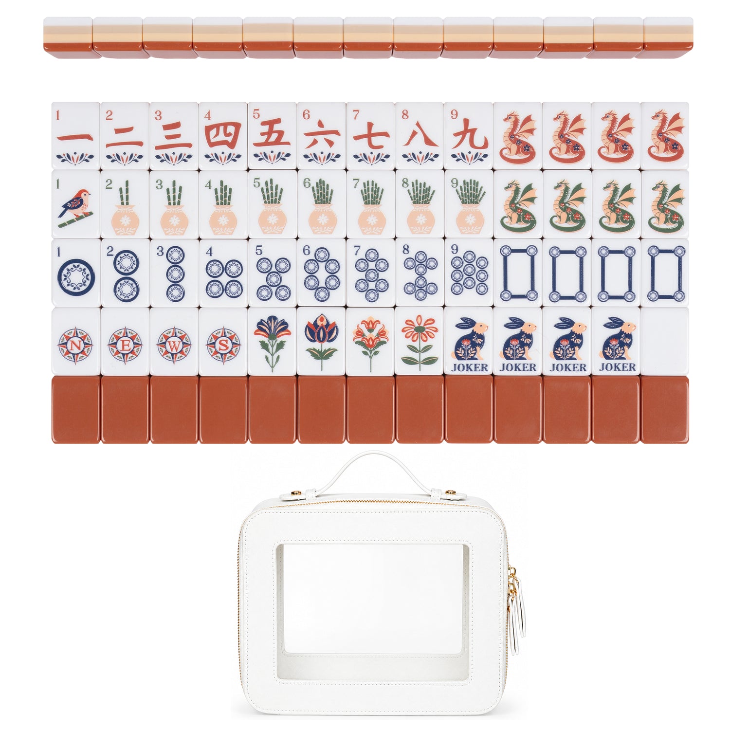 Orange Folk Collection American Mahjong Tile Set (160pc) 1.24in. Layered Acrylic with Travel Bag