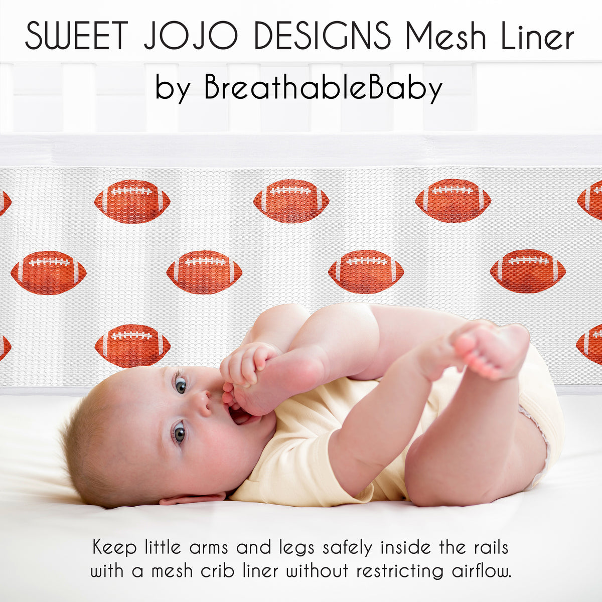 Football Collection Sweet Jojo Designs + BreathableBaby Breathable Mesh Crib Liner
