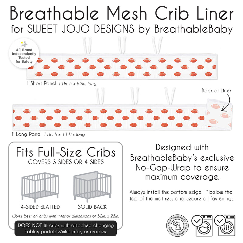 Football Collection Sweet Jojo Designs + BreathableBaby Breathable Mesh Crib Liner
