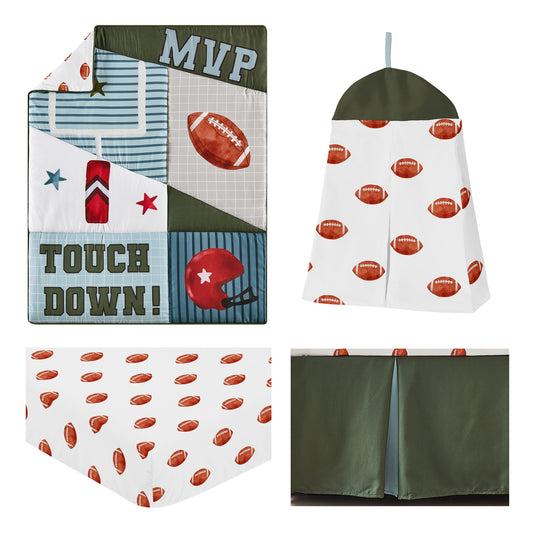 Football Collection 4 Piece Crib Bedding