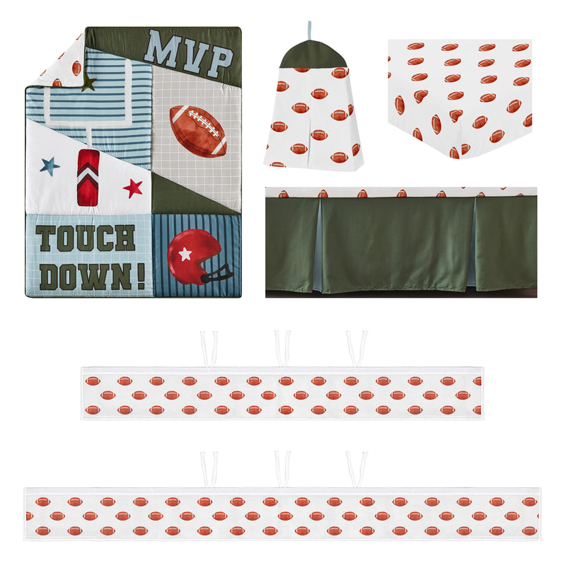Football Collection Sweet Jojo Designs 6 Piece Crib Bedding + BreathableBaby Breathable Mesh Liner