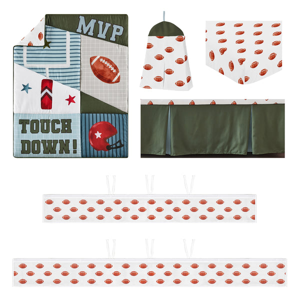 Football Collection Sweet Jojo Designs 6 Piece Crib Bedding + BreathableBaby Breathable Mesh Liner alternate view