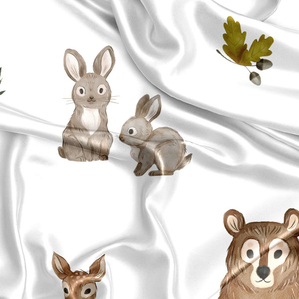 Watercolor Woodland Forest Animals Satin Fitted Crib Sheet alternate view