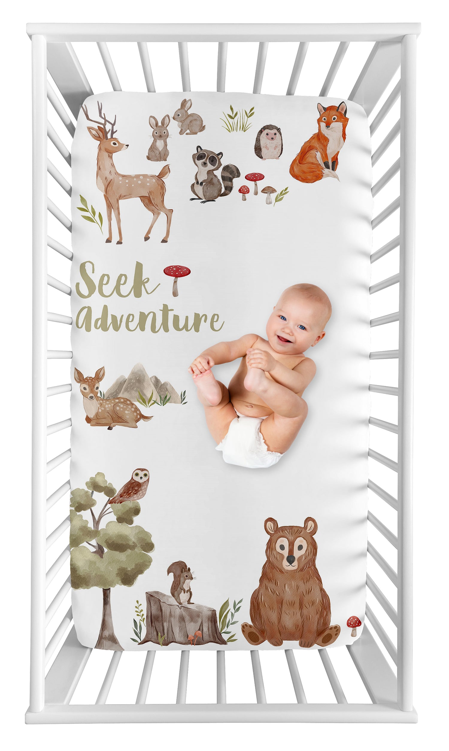 Watercolor Woodland Forest Animals Photo Op Crib Sheet