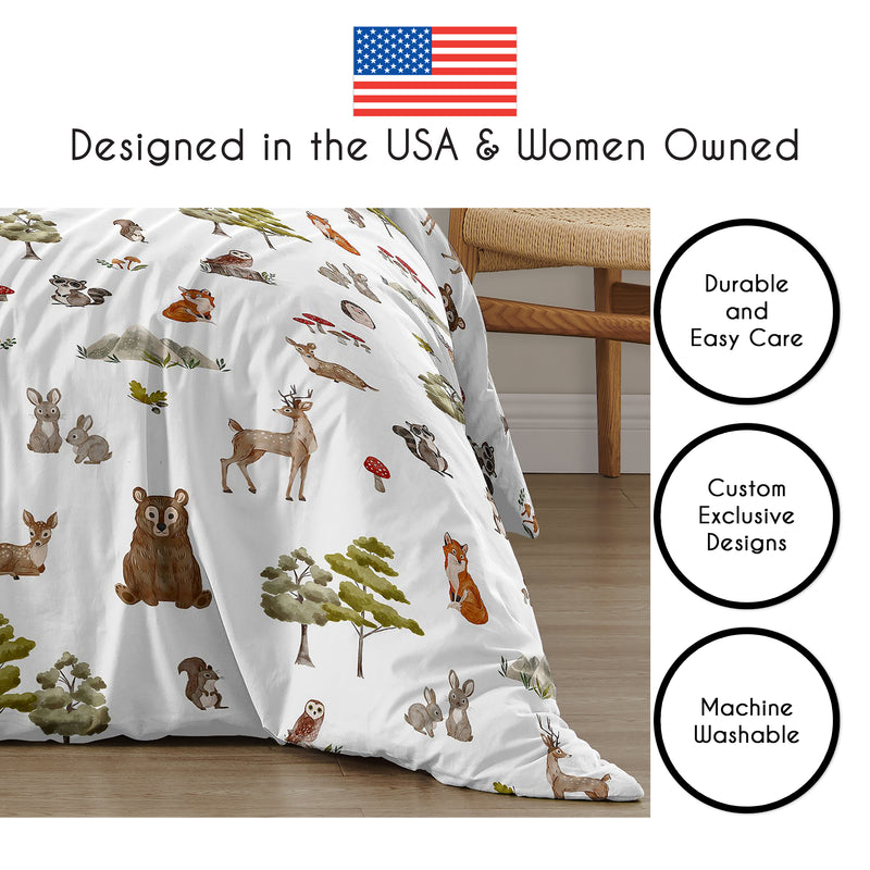 Watercolor Woodland Forest Animals Collection Twin Bedding