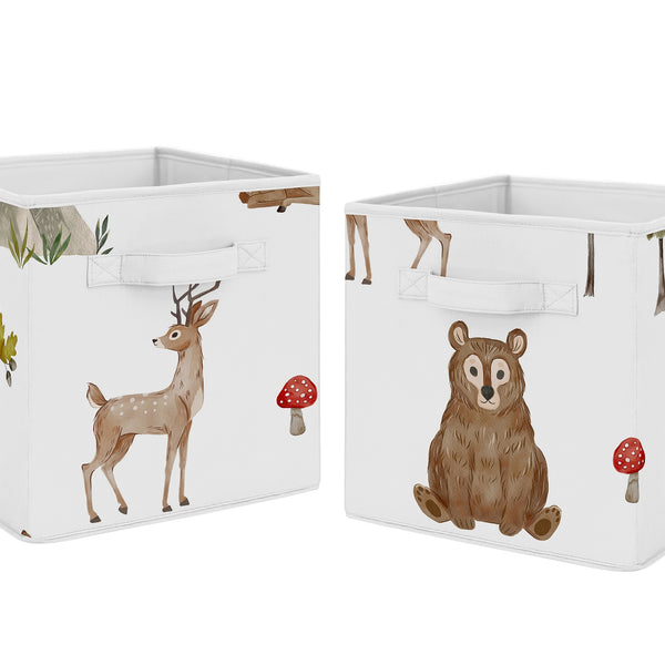 Watercolor Woodland Forest Animals Collection Foldable Fabric Storage Bins