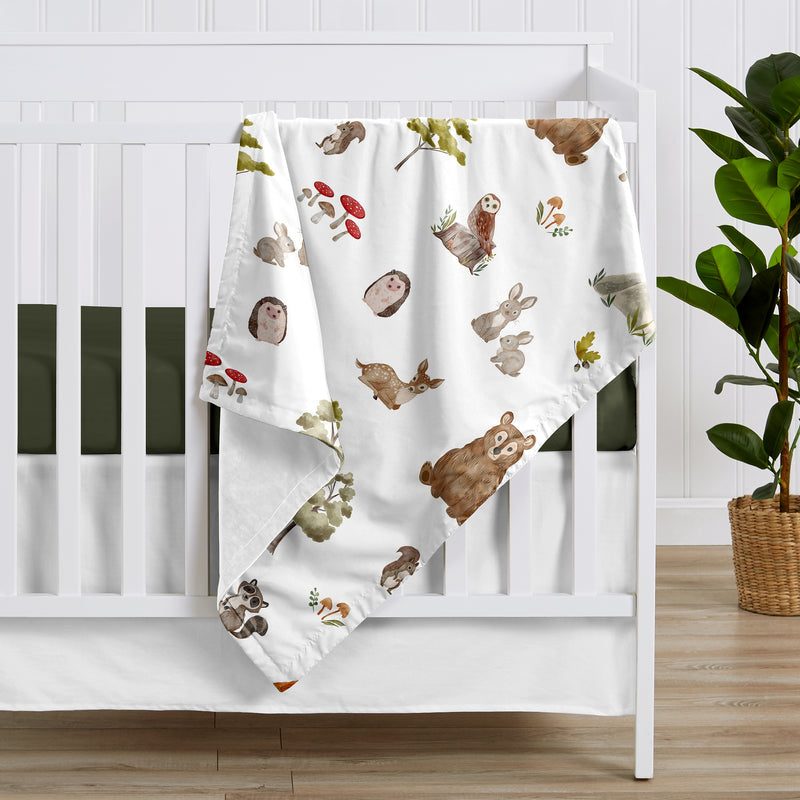 Watercolor Woodland Forest Animals Baby Blanket