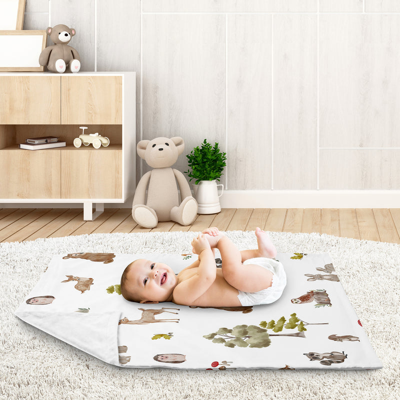 Watercolor Woodland Forest Animals Baby Blanket