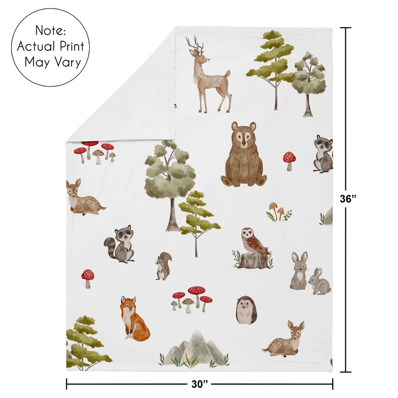 Watercolor Woodland Forest Animals Baby Blanket