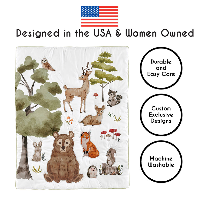 Watercolor Woodland Forest Animals Sweet Jojo Designs 6 Piece Crib Bedding + BreathableBaby Breathable Mesh Liner