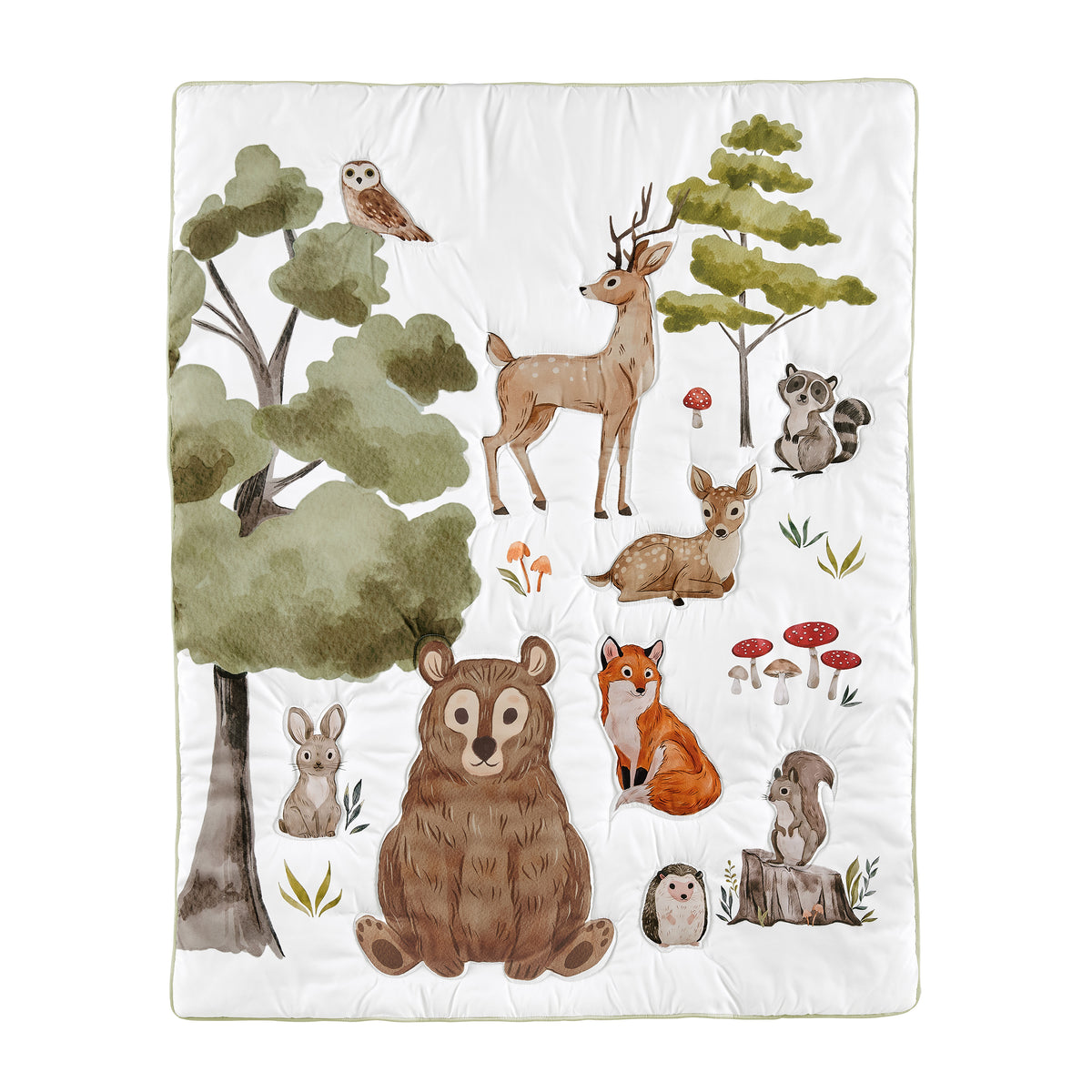 Watercolor Woodland Forest Animals 3 Piece Mini Crib Bedding Set