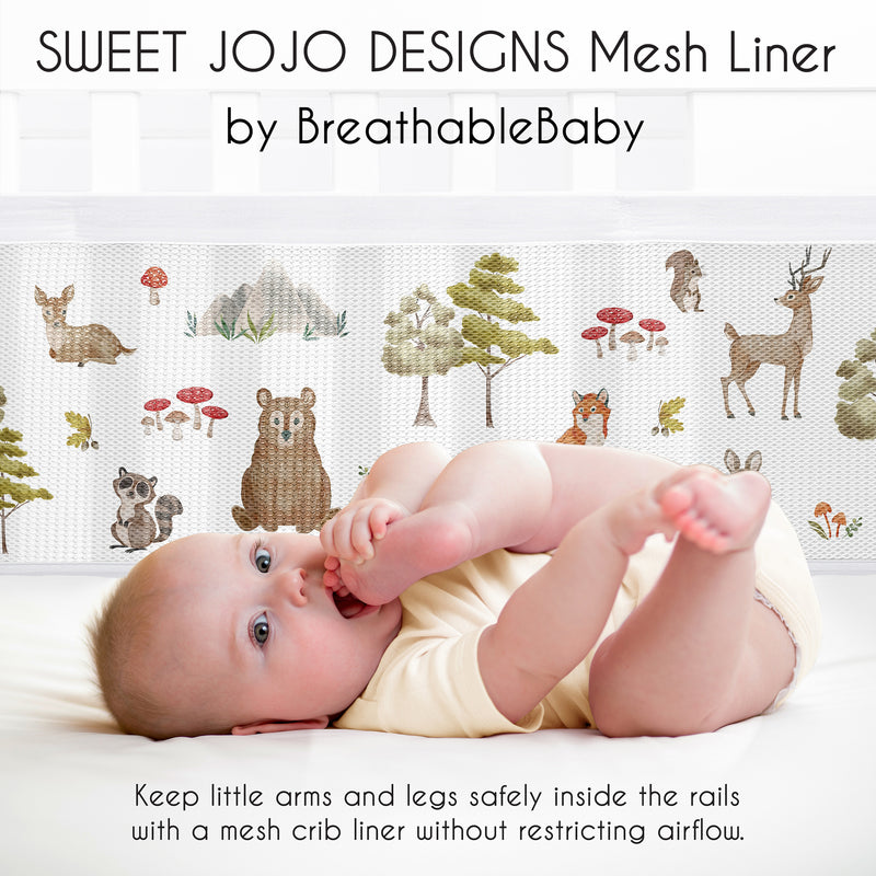 Watercolor Woodland Forest Animals Sweet Jojo Designs + BreathableBaby Breathable Mesh Crib Liner