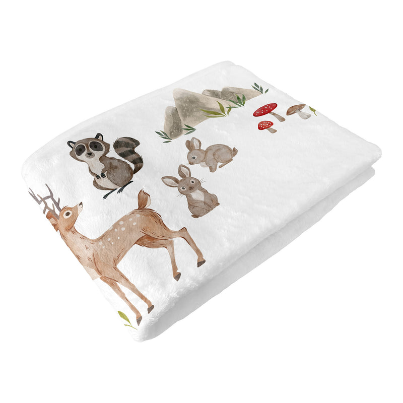 Watercolor Woodland Forest Animals Collection Monthly Milestone Baby Blanket