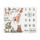 Watercolor Woodland Forest Animals Collection Monthly Milestone Baby Blanket
