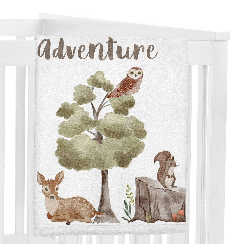 Watercolor Woodland Forest Animals Collection Monthly Milestone Baby Blanket