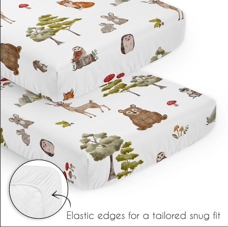 Watercolor Woodland Forest Animals 3 Piece Mini Crib Bedding Set