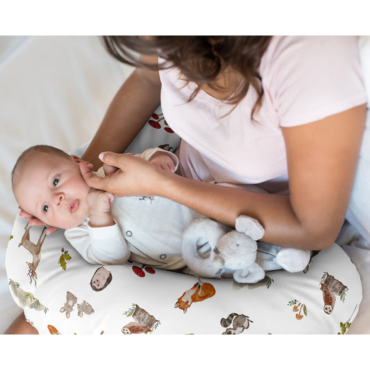 Watercolor Woodland Forest Animals Collection Nursing Breastfeeding Pillow Cover