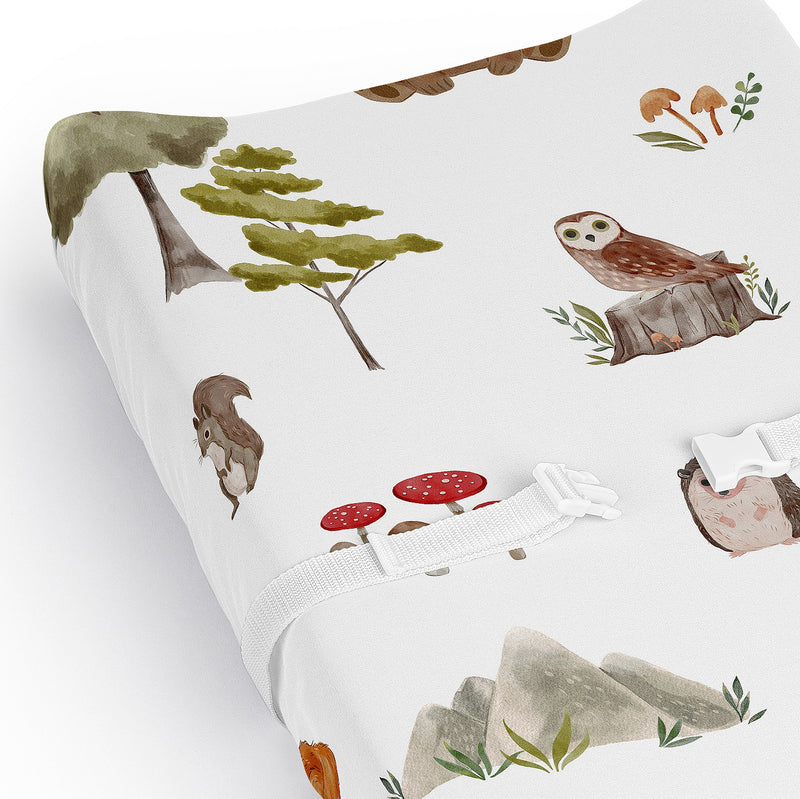 Watercolor Woodland Forest Animals Changing Pad Cover Sheet