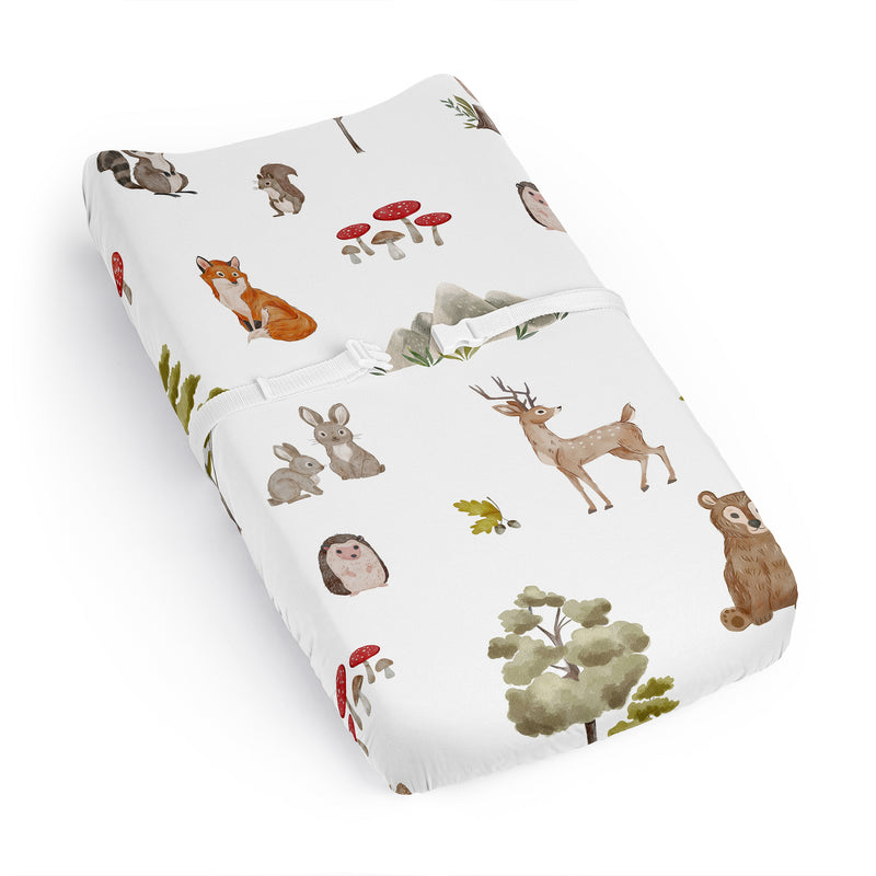 Watercolor Woodland Forest Animals Changing Pad Cover Sheet