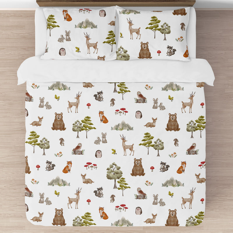 Watercolor Woodland Forest Animals Collection Full/Queen Bedding