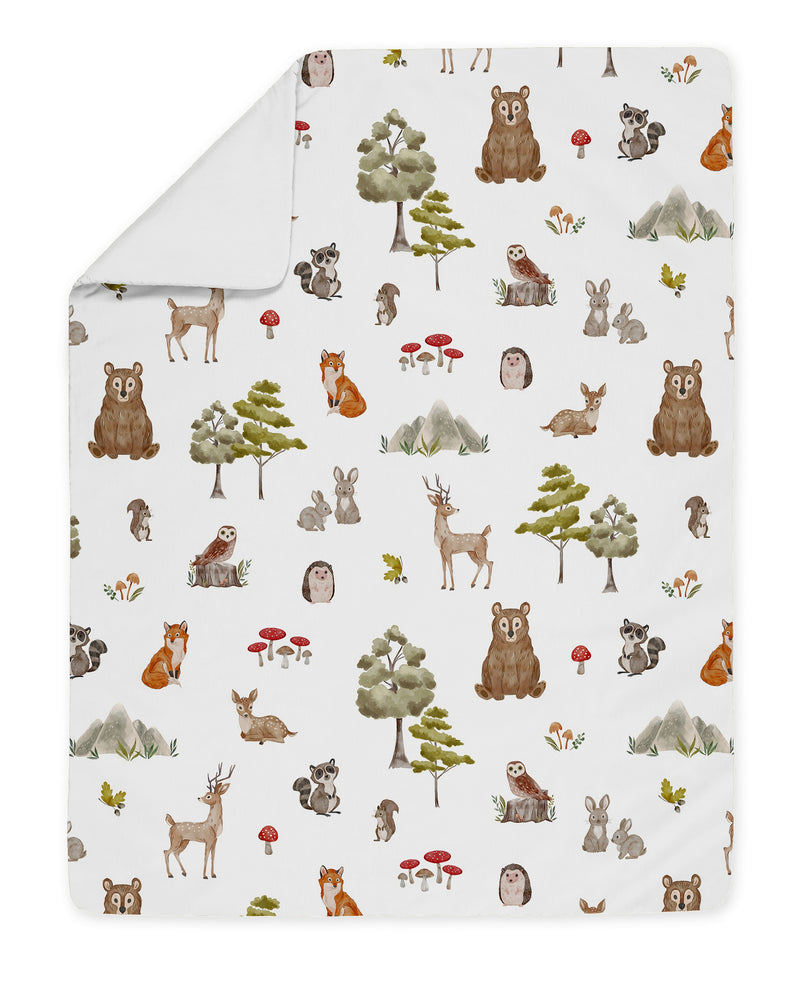 Watercolor Woodland Forest Animals Toddler Bedding