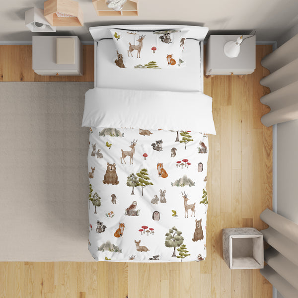 Watercolor Woodland Forest Animals Toddler Bedding alternate view